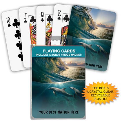 Dolphins - 2 under water with wave playing cards with magnet for wholesale by SJT Enterprises, Inc.