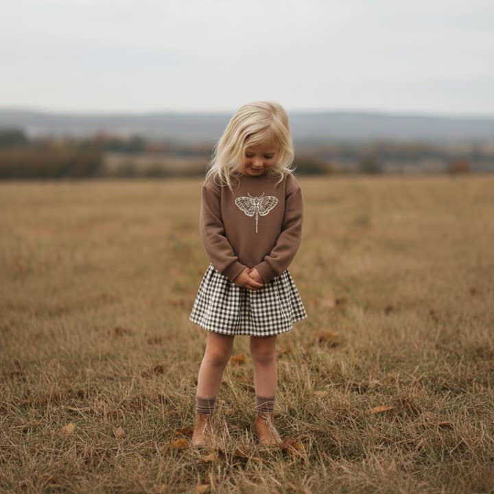 Gonna in twill biologico - scozzese antracite per la vendita all'ingrosso da parte di Makemake Organics