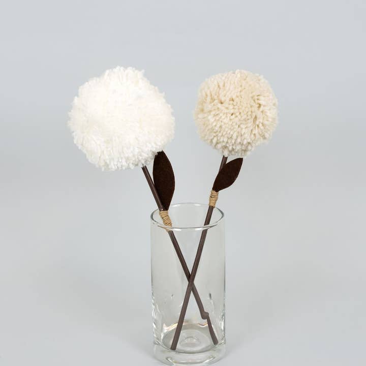 Adams & Co. - Wholesale Decorative Tabletop Object - 15844 - 3x12x3 pom pom stems s/2 (FLOWERS) modern decor