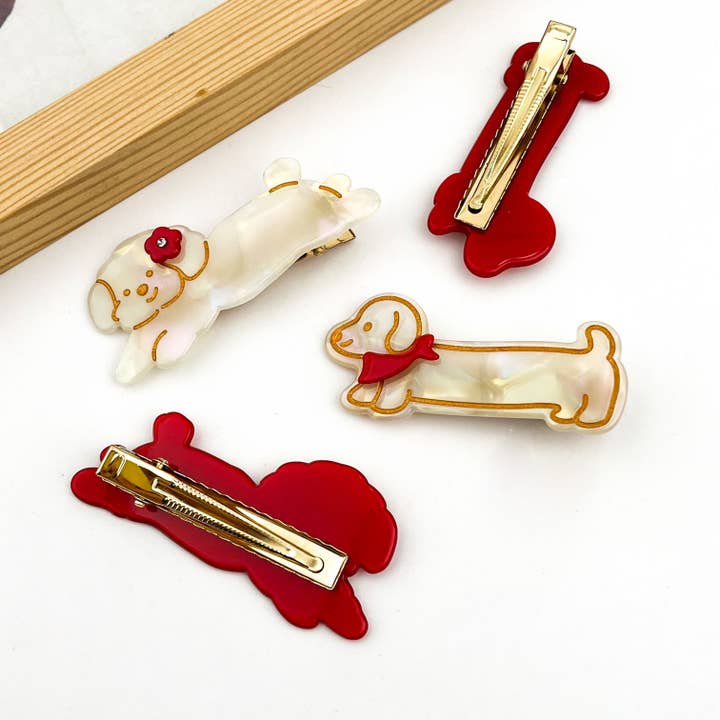 SoapElenGlen - Wholesale Hair Clip - Women's - Running Puppy Hair Clip, Cute Animal Acetate Hair Barrette5