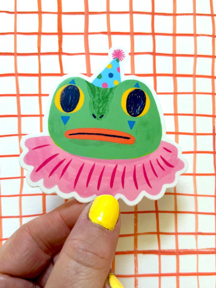 Clown Frog Vinyl Sticker for wholesale by Tigersheep Friends