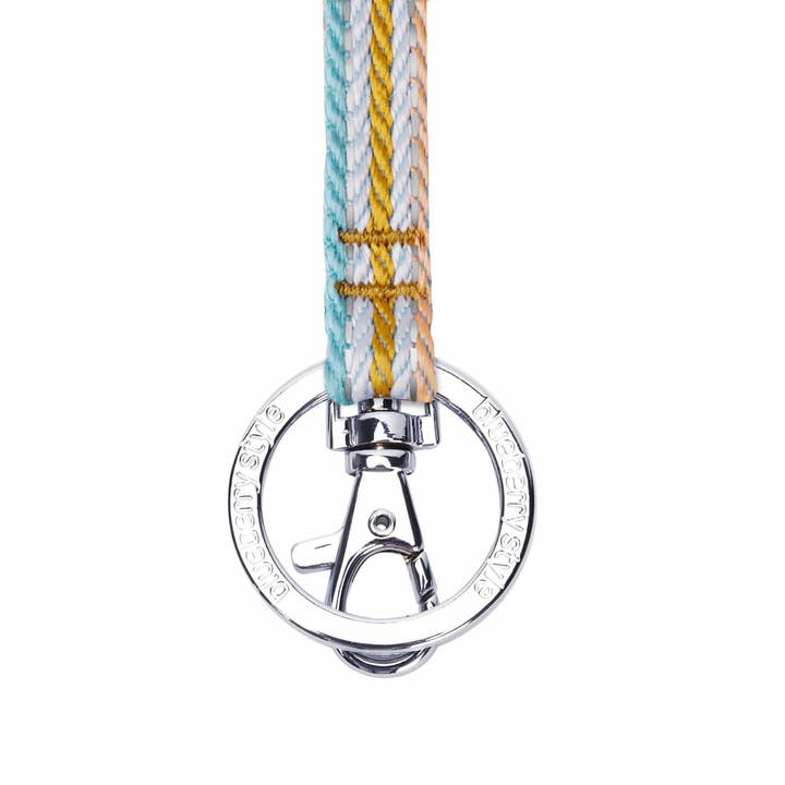 Pastel Blue and Beige 3M Reflective Multi-colored Stripe Lanyard, 1/2" Wide for wholesale on Faire