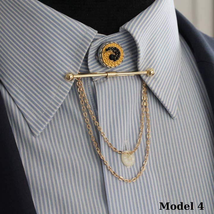 COOLMENCLUB – Engroshandel Reversnål/knap – Guldfarve krave pin sæt, krave bar, skjorte krave klip3