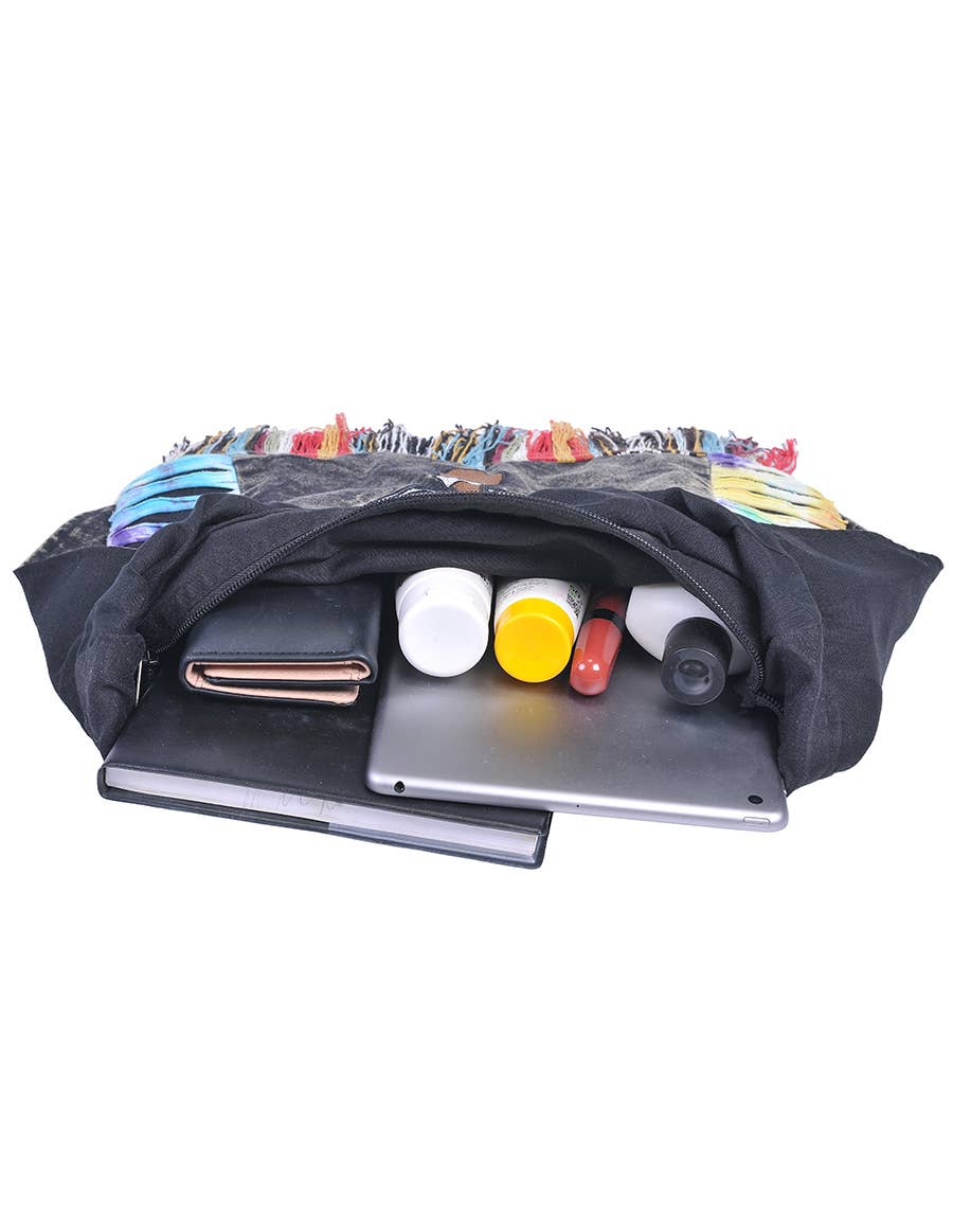 The Collection Royal / Royal Handicrafts - Vendita all'ingrosso Borsa a tracolla - Donna - Borsa Hobo a tracolla Hippie Boho ricamata a forma di fungo in cotone2