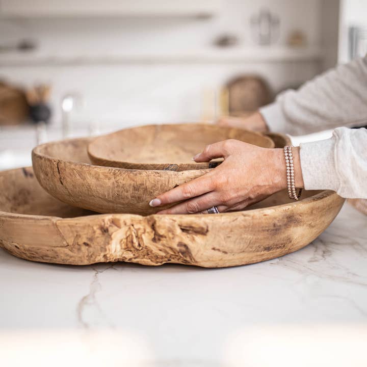 Luxe B Co - Wholesale Decorative Plate/Dish/Bowl - Reclaimed Round Elm Wood Basins