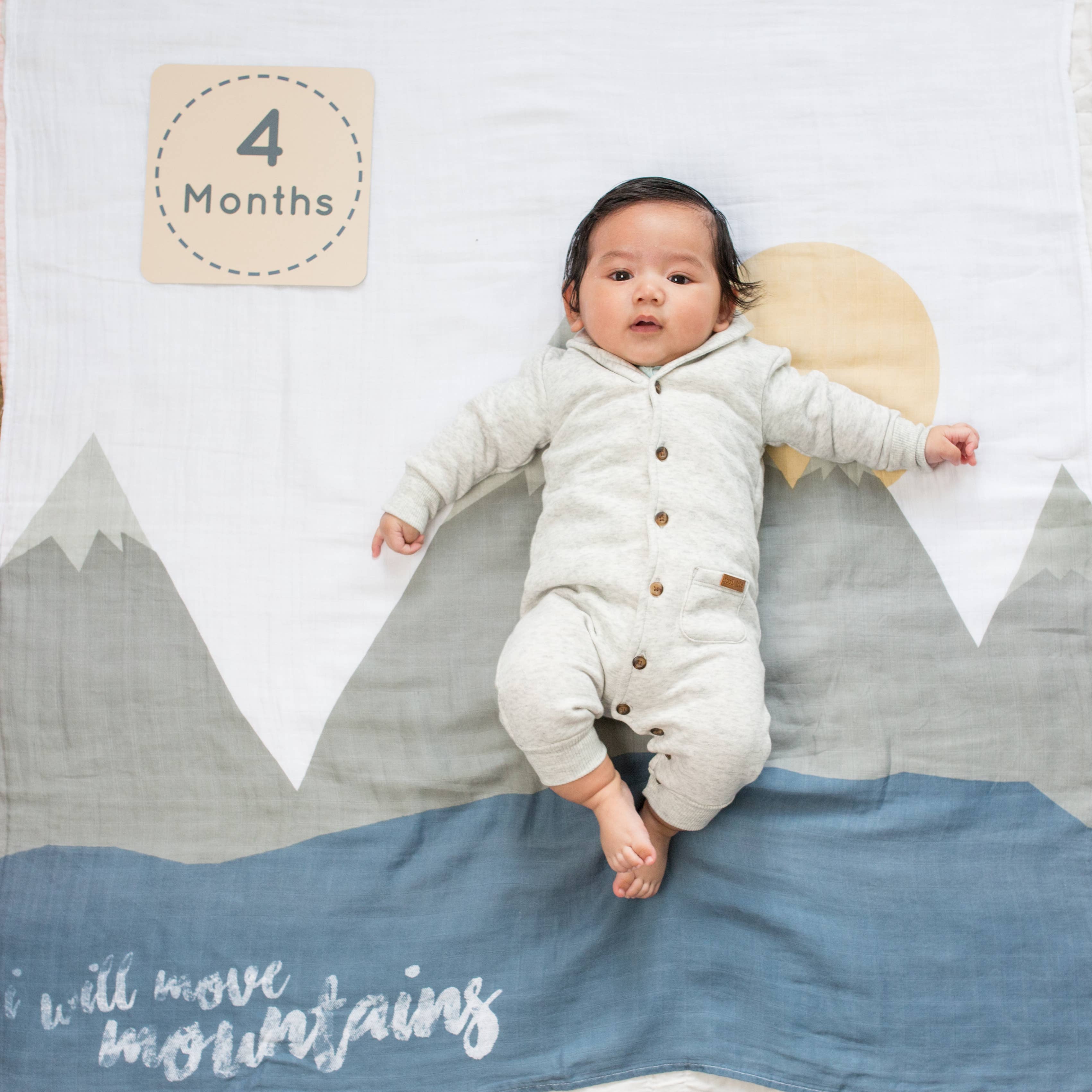 Lulujo Baby - Wholesale Swaddle - Baby - Baby’s 1st Year Swaddle & Milestone Card Gift Move Mountains5