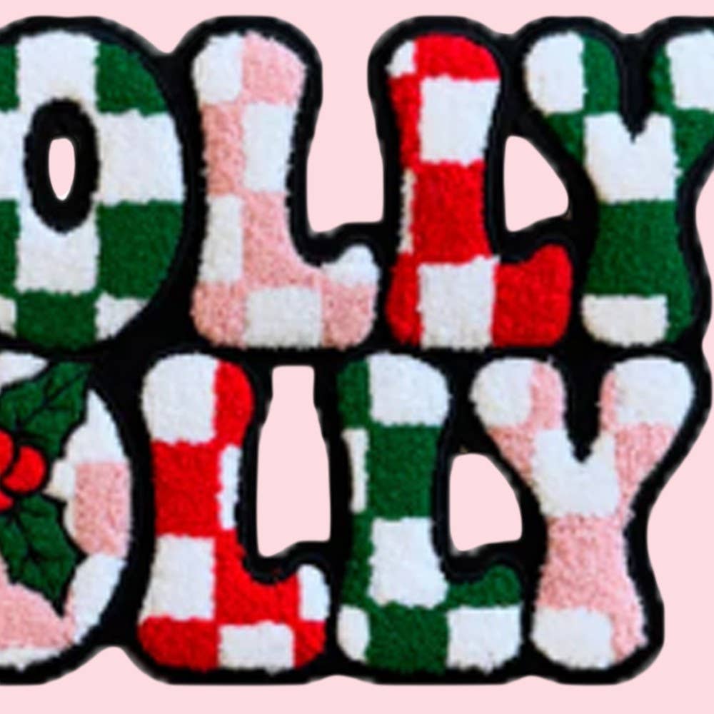 Rosie Posie Patches - Wholesale Patch - Holly Jolly Checkered Chenille Iron On Patch1