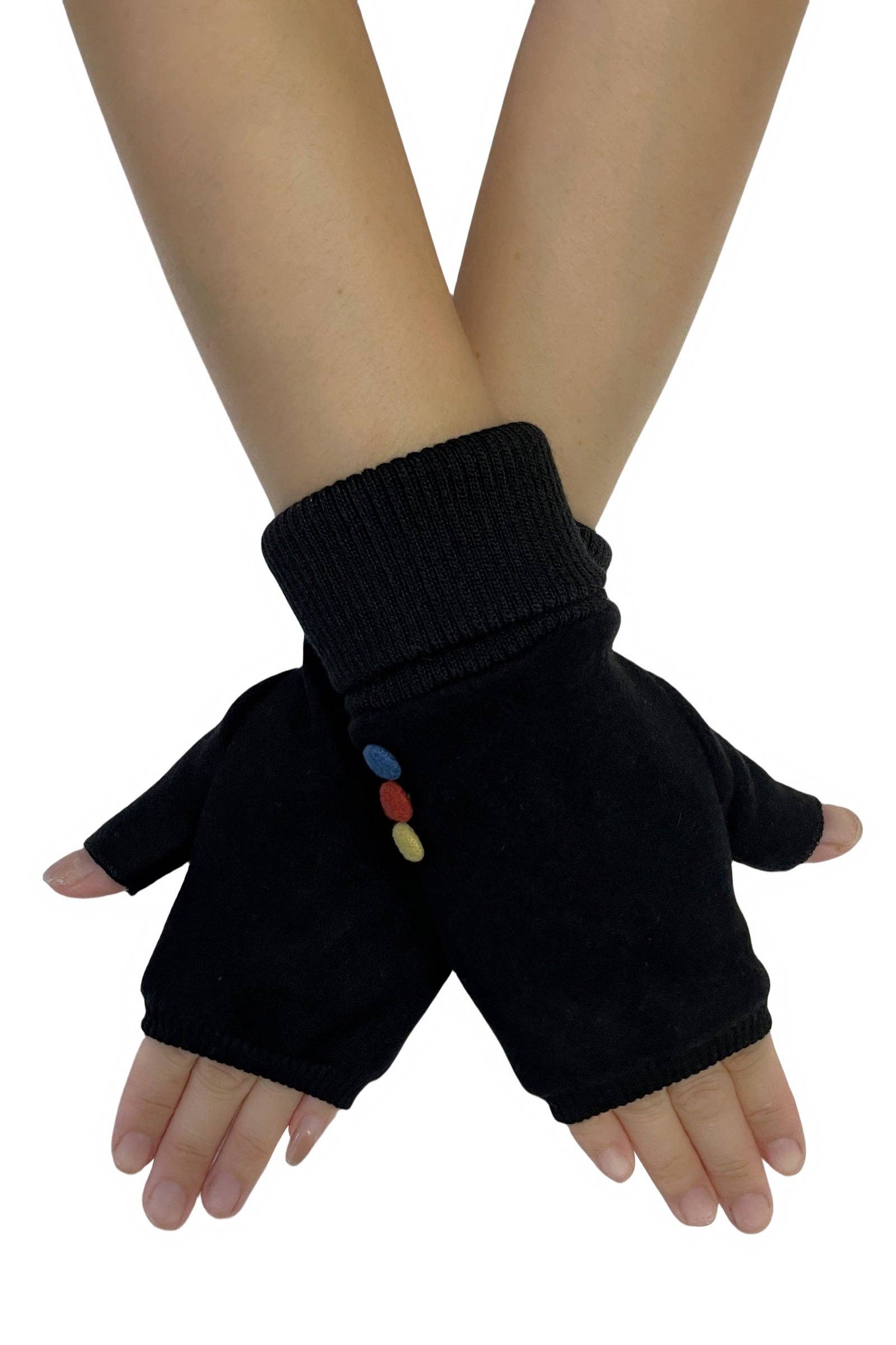 Fashion Scarf World – wholesale Gloves – Women's – Elasticated Plain Button Fingerless Gloves4