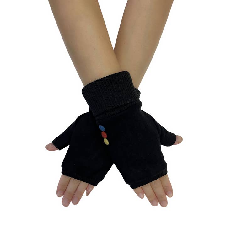 Fashion Scarf World – wholesale Gloves – Women's – Elasticated Plain Button Fingerless Gloves4