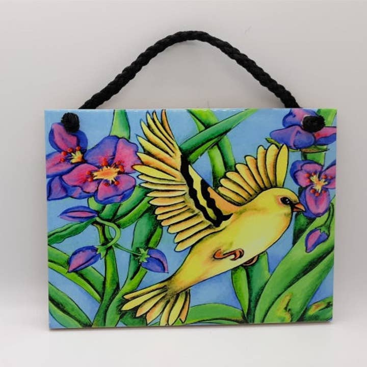 Yellow Bird Ceramic Tile for wholesale by Florida Vibes Art / Mungo Key Designs