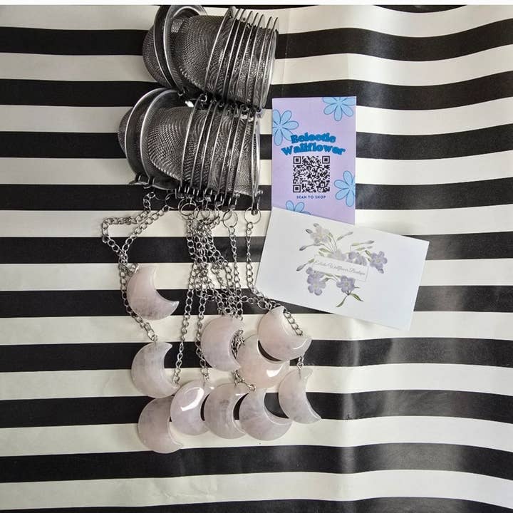 Eclectic Wallflower Boutique - Wholesale Tea Strainer/Infuser - Rose quartz moon tea infuser1