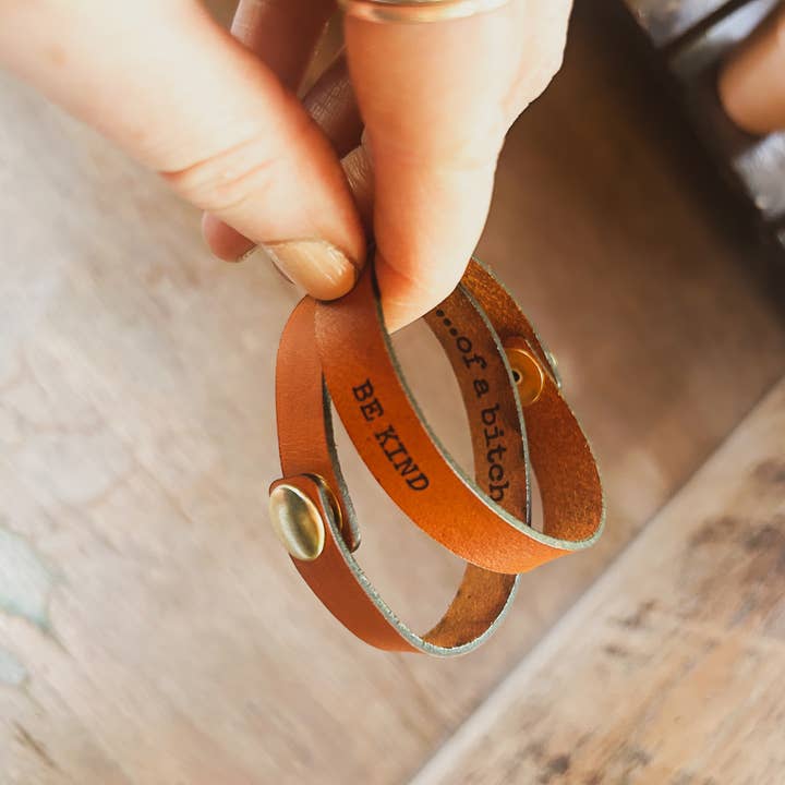 Left Grain - Wholesale Cuff Bracelet - Be Kind Of A Bitch Leather Cuff Bracelet