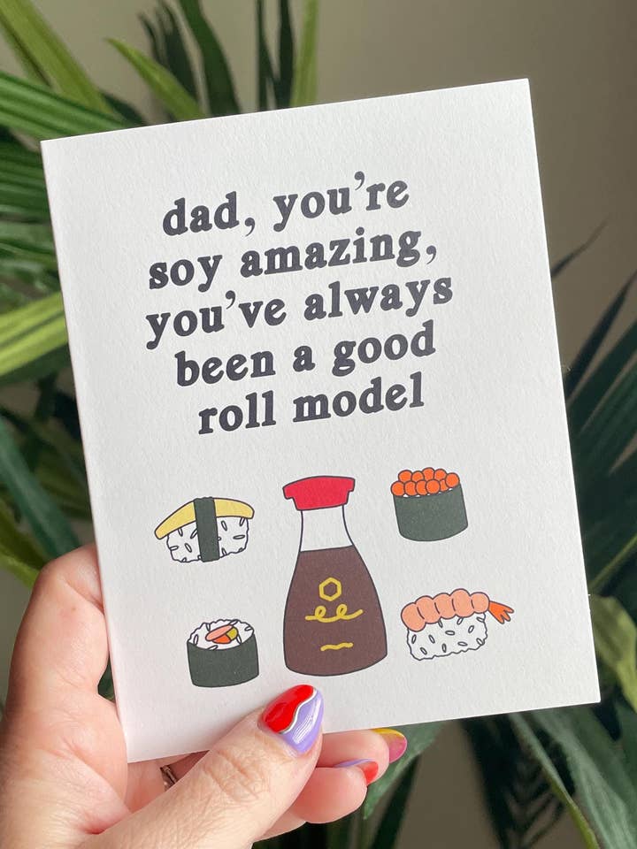 Cartão de Felicitações Divertido do Dia do Pai com Sushi Roll por atacado de Steele Creative Co