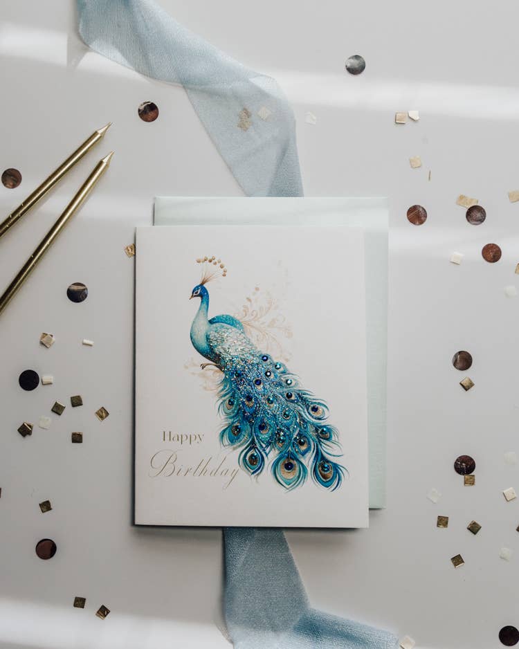 Lavender Vines - Wholesale Birthday Card - 'Jewel of the Peacock' Birthday Greeting Card1