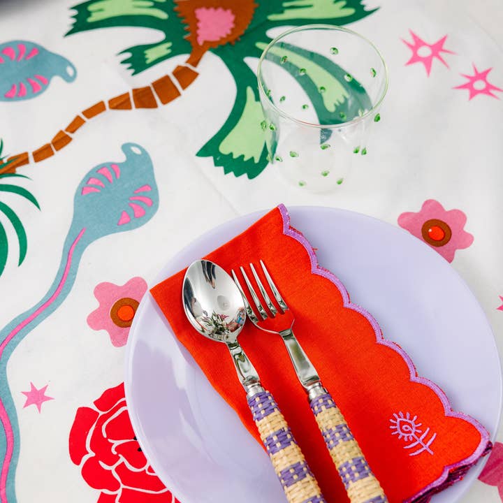 Furbish Studio - Wholesale Dinner & Cloth Napkin - Icon Linen Napkins S/4 - Orange + Lilac3