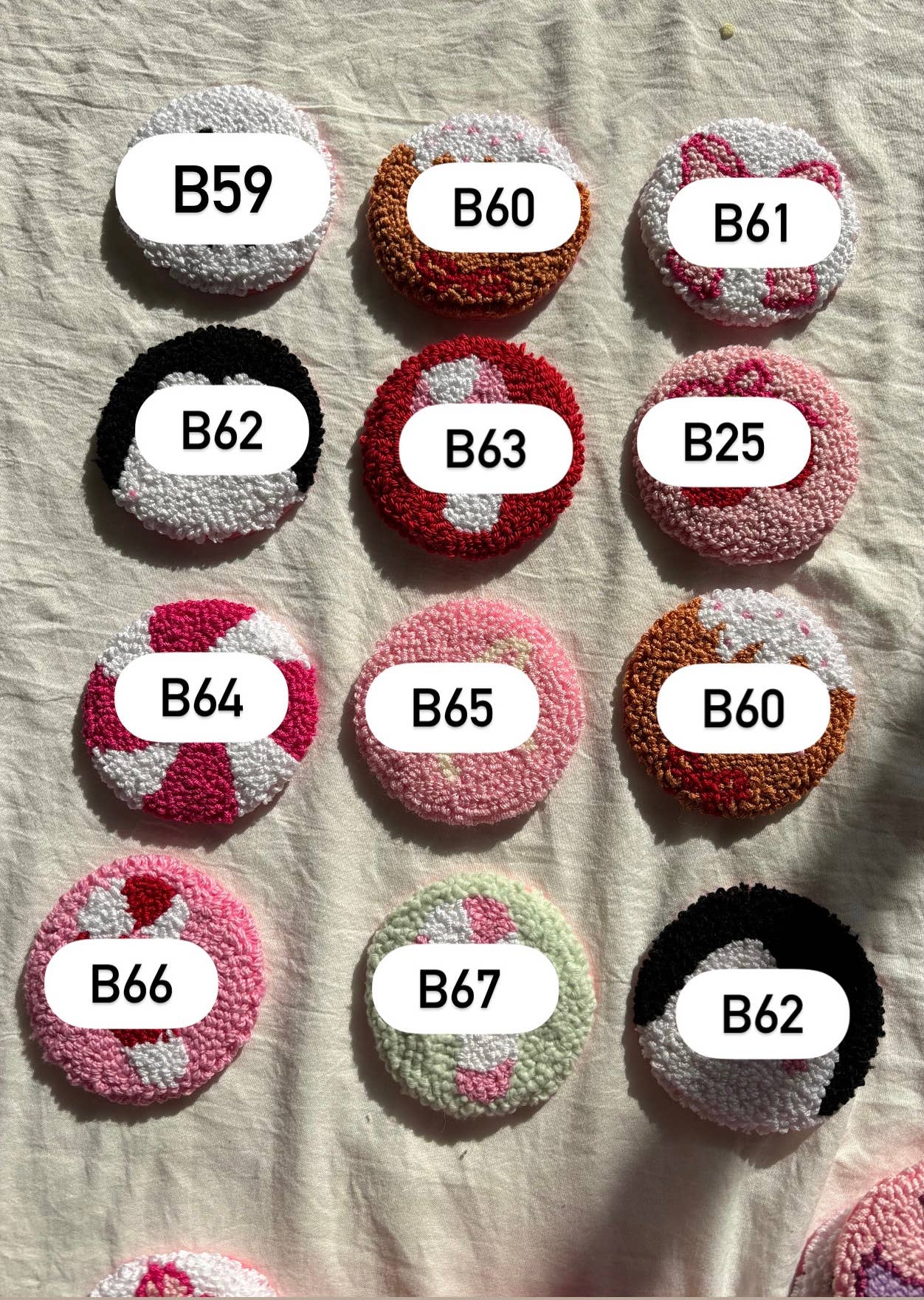 Honey Punches - Wholesale Car Coaster - Women's - Handmade punch needle holiday Christmas car coaster1