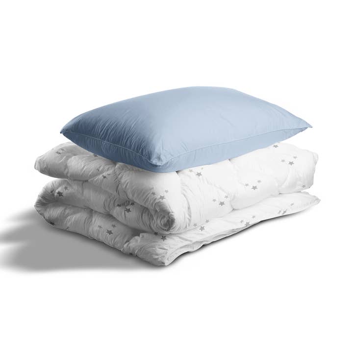 SENG DYNE MED PUDEBETRÆK, VENDBAR, - DRØM LYSEBLÅ for engroshandel hos PICCI