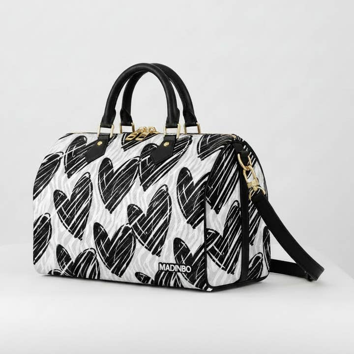 BAULETTO MADINBO - MADE IN ITALY - MET ZWARTE HARTJESPRINT voor wholesale door MADINBO