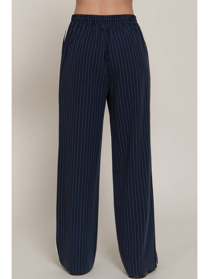 Active Basic | Active USA - Wholesale Pants - Women's - Side Stripe Detail Y/D Stripe Long Pants with Drawstring5