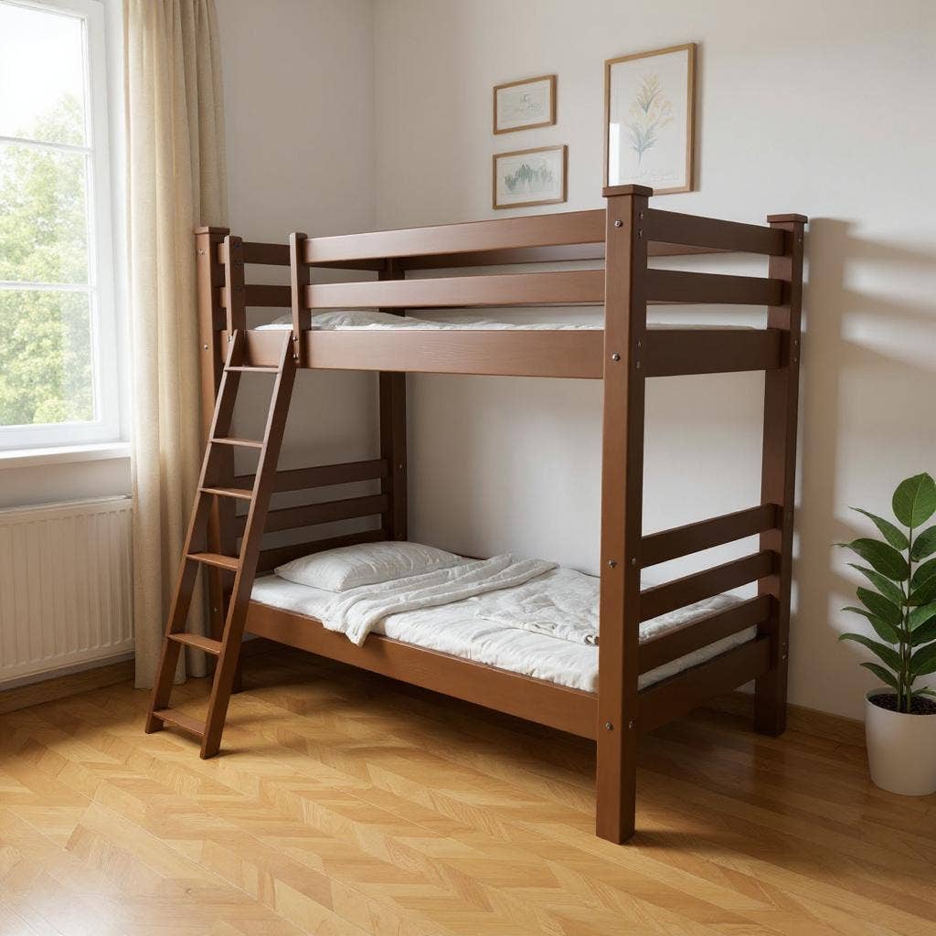 HomeRoots - Wholesale Bed - Red Twin Over Twin Solid Wood Bunk Bed1