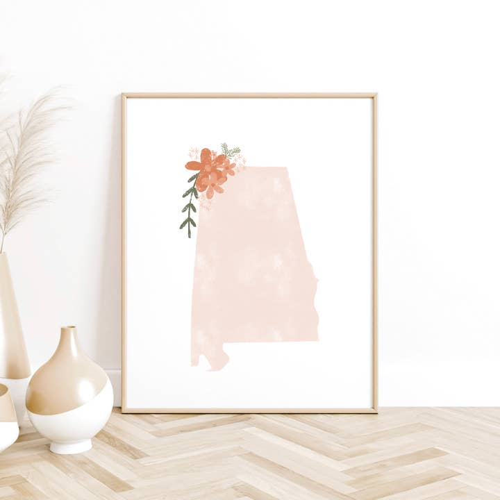 Aquarell Blush Alabama Kunstdruck für den Großhandel von Hazel and Gray Co.