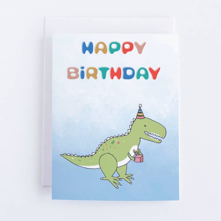 Happy Birthday Dino Greeting Card for wholesale by Paperie by MJ