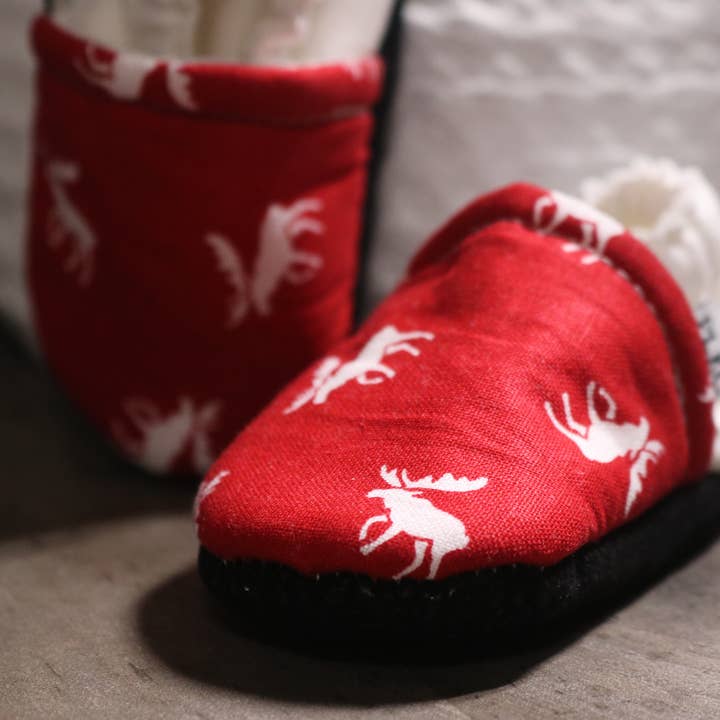 PLKC Holiday Elk - Red Moccasin for wholesale by Piper Lane Kids Co