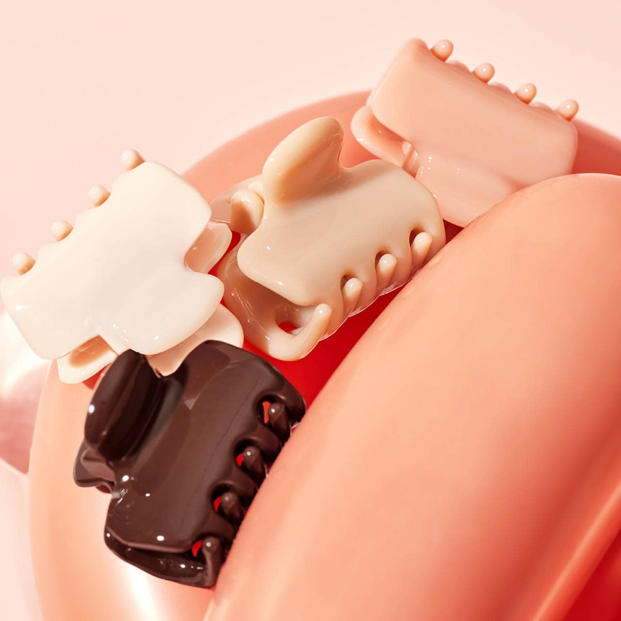 KITSCH - Wholesale Hair Clip - Women's - Recycled Plastic Mini Cloud Claw Clips 8pc Set - Rosewood5