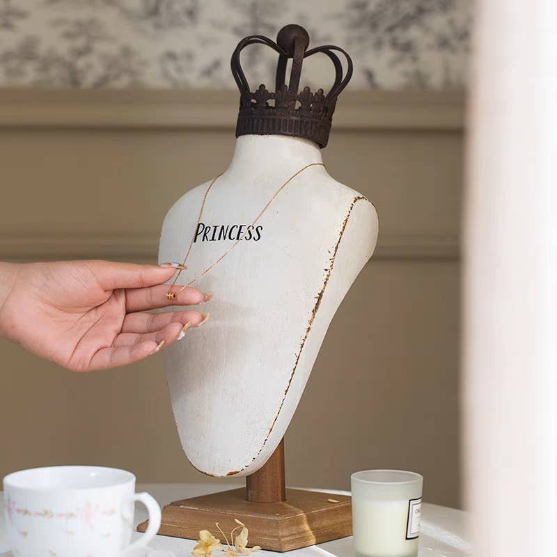 Vagabond Vintage - Wholesale Jewelry Stand & Display - RESIN NECK FORM WITH METAL CROWN1