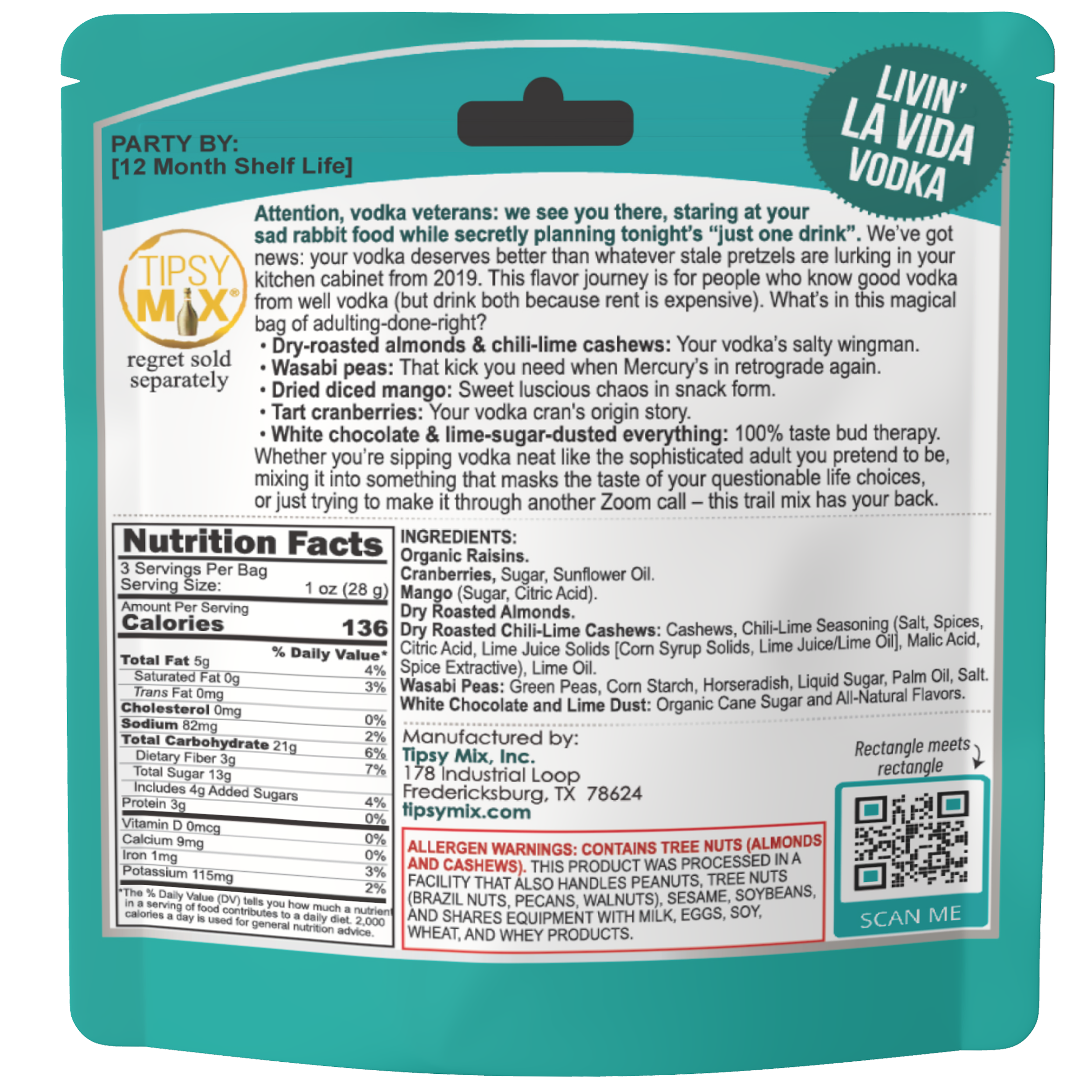 Tipsy Mix - Wholesale Trail Mix - 12. Wine & Liquor Paired Trail Mix MIXED CASE OF 618