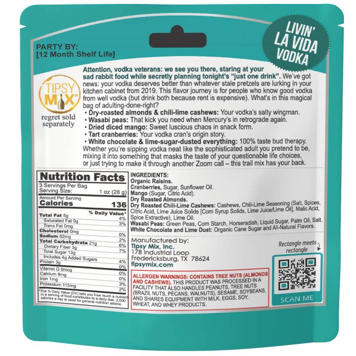 Tipsy Mix - Wholesale Trail Mix - 12. Wine & Liquor Paired Trail Mix MIXED CASE OF 618