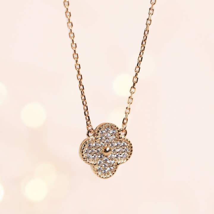 4 Leafed Clover Necklace l 925 sterling silver & Gold for wholesale by Annabel Jewellery