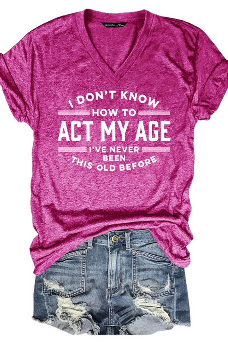 NINEXIS - Wholesale Screen Printed T-Shirt - Women's - CWTTS1066_LETTER PRINT V NECK SHORT SLEEVED T SHIRT3