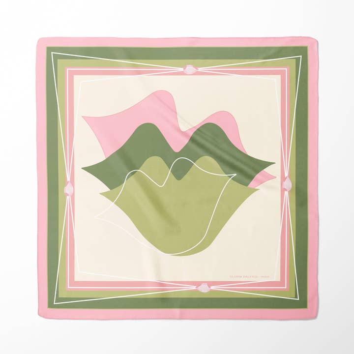 Lenço quadrado de seda - MUSE 67*67 cm - Verde rosa por atacado de GLORIA BALENSI