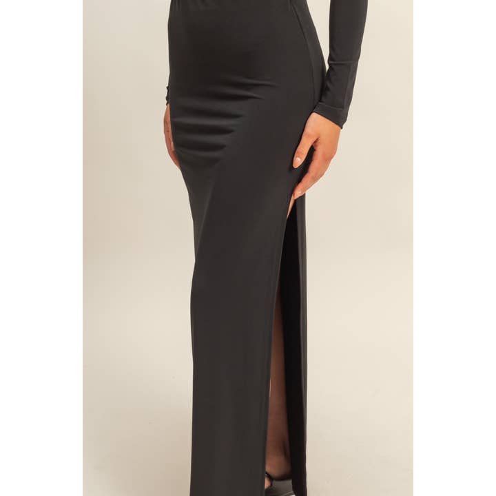 Double Zero - Wholesale Top & Skirt Set - Women's - Long Sleeve Crop Top And High Slit Maxi Skirt Set29