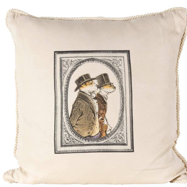 Animals/ Birds/Fish/Jules and Jacques Linen Pillow for wholesale by Ox Bow Decor