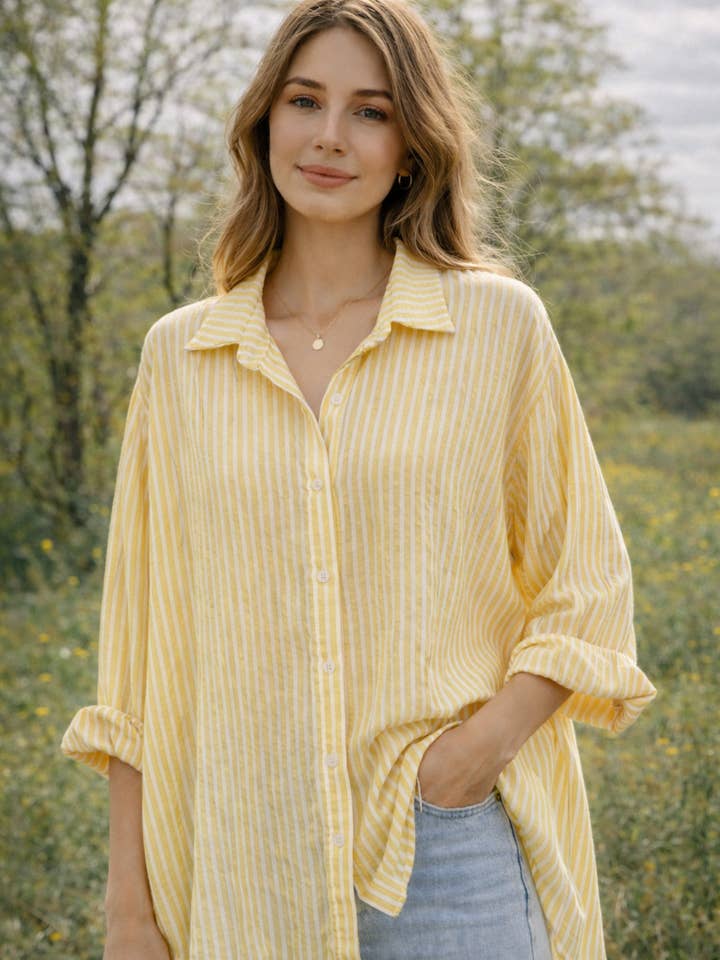 Løs stribet skjorte LMM-C11635 for engroshandel hos ORNELLA PARIS