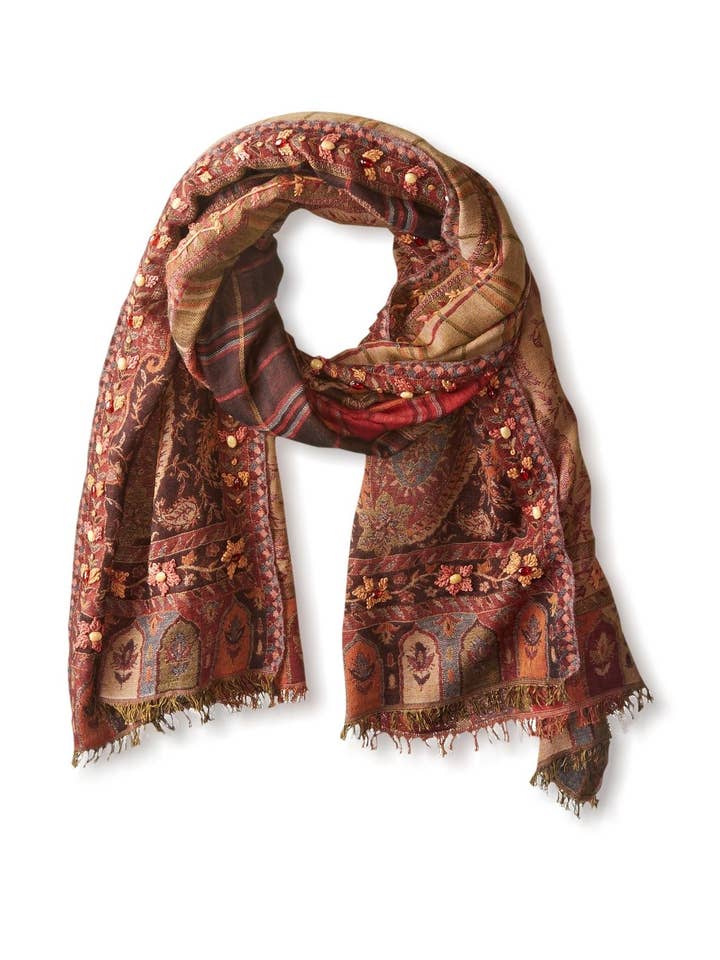 Sciarpa in lana paisley nera e rossa per la vendita all'ingrosso da parte di SAACHI