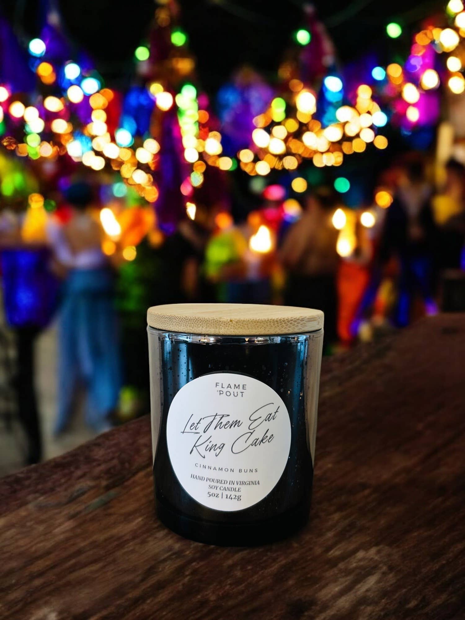 Flame + Pout - Wholesale Jar/Filled Candle - π Let Them Eat King Cake Candle | Festive, Sweet Cinnamon Roll Scent for Year-Round Fun