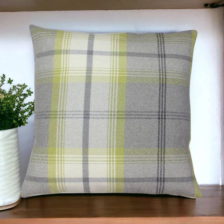 Citrus Balmoral Check Wool Touch cushions for wholesale by Moose & Co