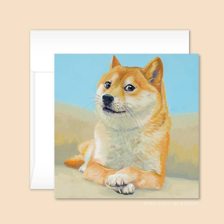 5x5 Doge konsttryckskort av Robin Good för wholesale av Robin Good Art & Design
