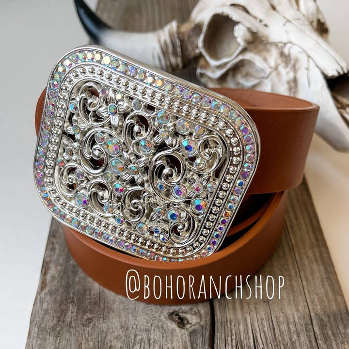 Boho Ranch Shop - Venta al por mayor Hebilla de cinturón - Mujer - Hebilla de cinturón con pedrería brillante - Pequeña - Estilo vaquero1