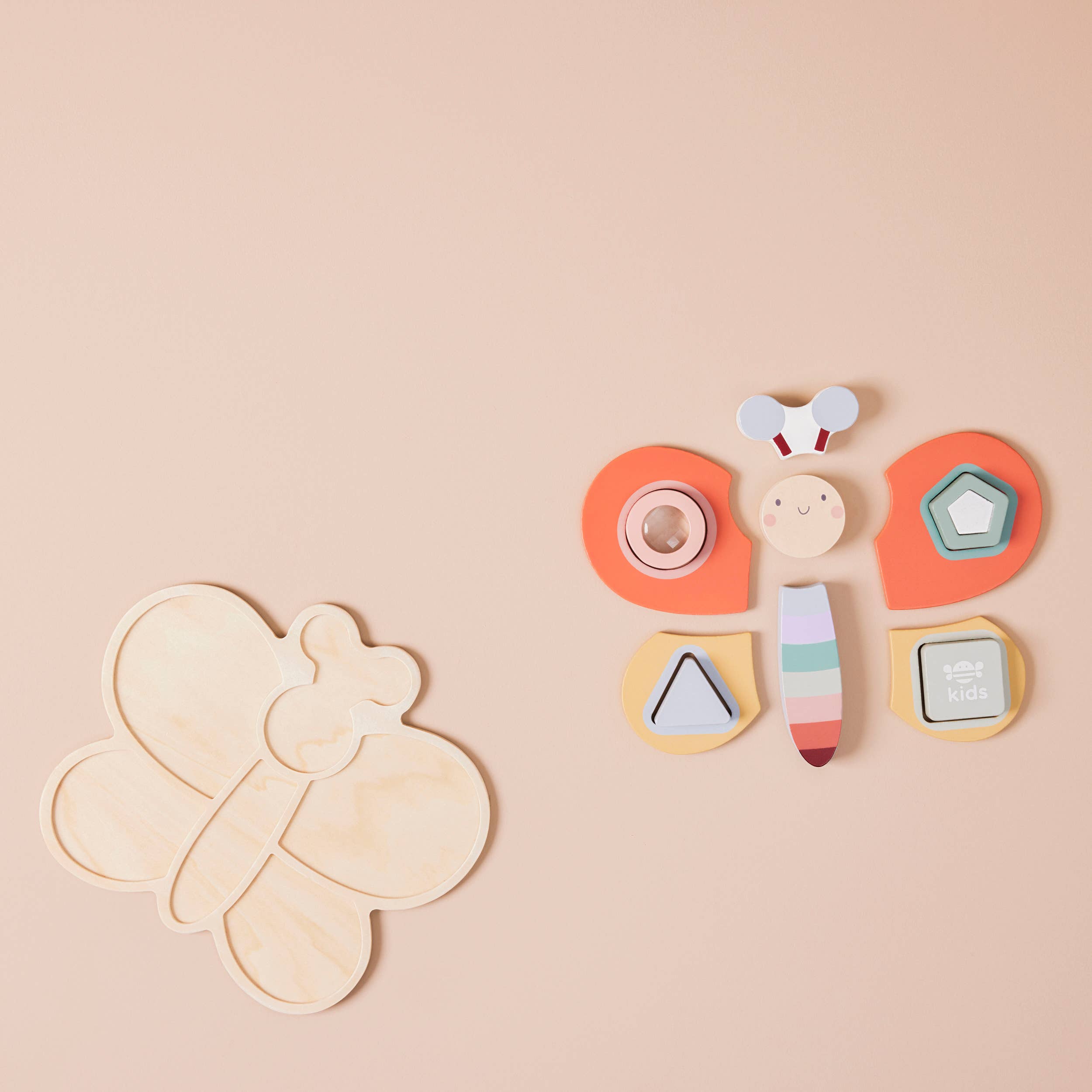 Just Bee Kids - Vendita all'ingrosso Puzzle - Bambini - Puzzle sensoriale per bambini a forma di farfalla in legno Just Bee Kids (FSC)3