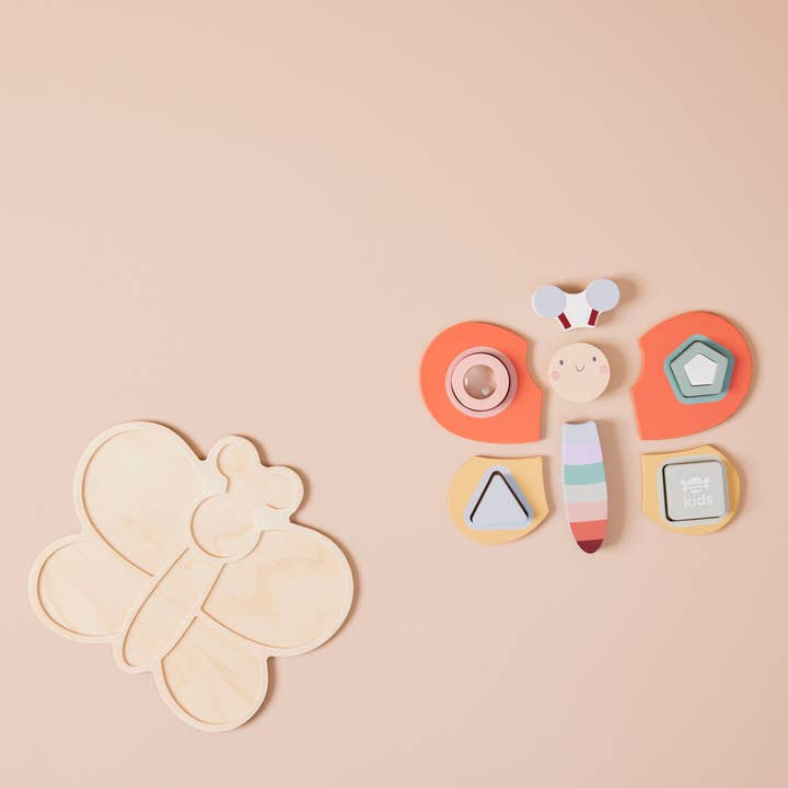 Just Bee Kids - Vendita all'ingrosso Puzzle - Bambini - Puzzle sensoriale per bambini a forma di farfalla in legno Just Bee Kids (FSC)3