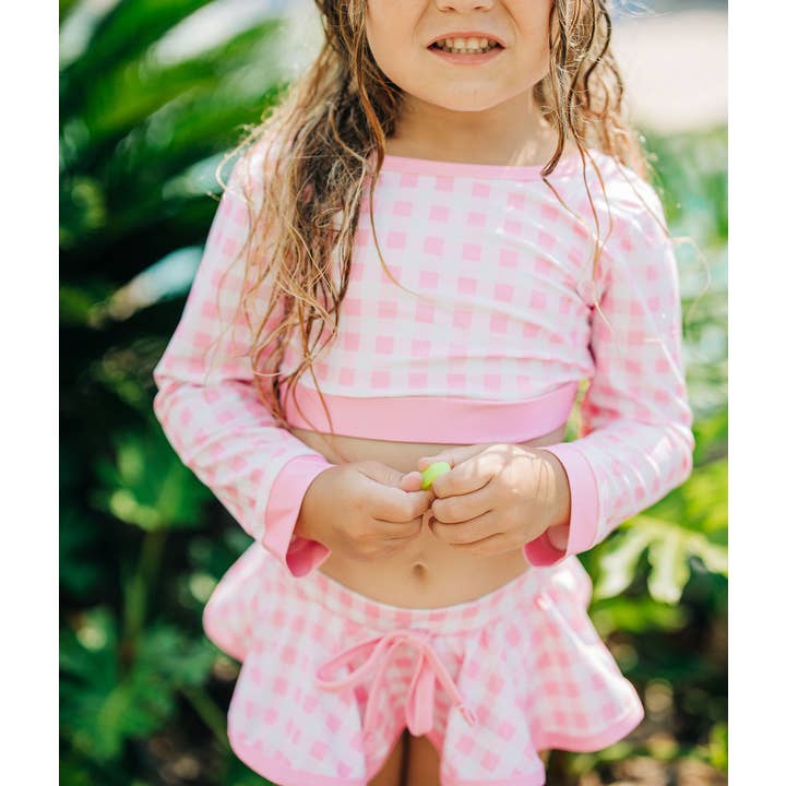 Sugar Bee Clothing – Engroshandel Bikini – til børn – Pige Badedragt - Nederdel Bikini - Pink Gingham2