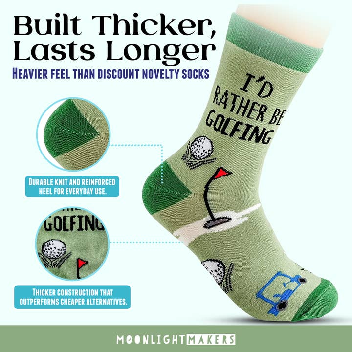 Moonlight Makers - Wholesale Socks – Unisex - I'd Rather Be Golfing - Funny Unisex Socks - Golf Gift8