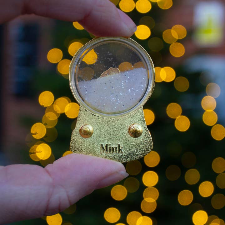 Mink - Wholesale Lapel pin/button - The Mysterious Snowglobe1