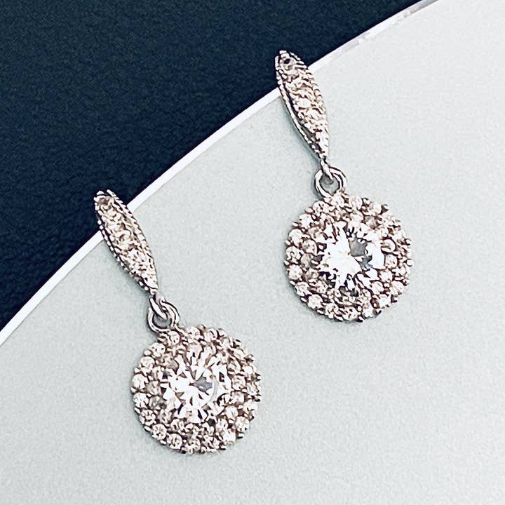 JohnnyB Jewelry - Wholesale Dangle Earrings - BIJOU - Small Dangle Drop Crystal Earrings In Silver0