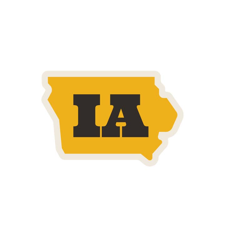 Heartlandia - Wholesale Sticker - Iowa State Outline (Black & Yellow)