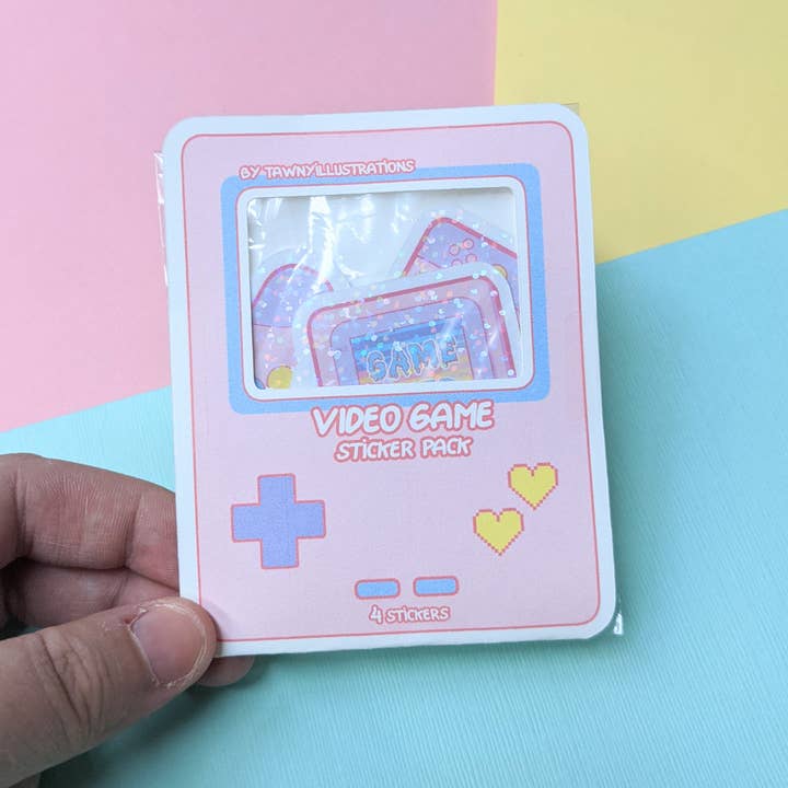 Cute Video Game Holographic Sticker Pack (4 Stickers) for wholesale by Oshkico